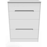 Welcome Furniture Ready Assembled Barquero 4 Drawer Deep Chest - White Matt, White