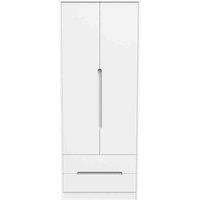 Welcome Furniture Ready Assembled Barquero Tall 2 Drawer Wardrobe - White Matt, White
