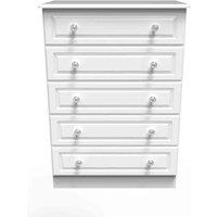 Welcome Furniture Ready Assembled Pembrey 5 Drawer Chest - White, White