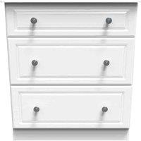 Welcome Furniture Ready Assembled Pembrey 3 Drawer Deep Chest - White, White