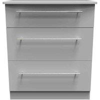 Welcome Furniture Ready Assembled Edina 3 Drawer Deep Chest - Grey Matt