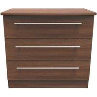 Welcome Furniture Ready Assembled Edina 3 Drawer Chest - Noche Walnut, Brown
