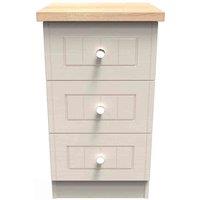 Welcome Furniture Ready Assembled Wilcox 3 Drawer Locker - Kashmir Ash and Oak, Cream