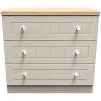 Welcome Furniture Ready Assembled Wilcox 3 Drawer Chest - Kashmir Ash and Oak, Cream