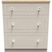 Welcome Furniture Ready Assembled Wilcox 3 Drawer Deep Chest - Kashmir Ash and Oak, Cream