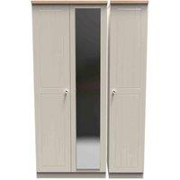 Welcome Furniture Ready Assembled Wilcox Triple Mirrored Wardrobe - Kashmir Ash and Oak, Cream