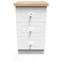 Welcome Furniture Ready Assembled Wilcox 3 Drawer Locker - Porcelain Ash and Oak, White