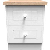 Welcome Furniture Ready Assembled Wilcox 2 Drawer Locker - Porcelain Ash and Oak, White
