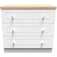 Welcome Furniture Ready Assembled Wilcox 3 Drawer Chest - Porcelain Ash and Oak, White