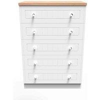 Welcome Furniture Ready Assembled Wilcox 5 Drawer Chest - Ash and Oak, White