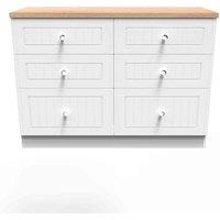 Welcome Furniture Ready Assembled Wilcox 6 Drawer Midi Chest - Porcelain Ash and Oak, White