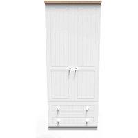Welcome Furniture Ready Assembled Wilcox 2ft6in 2 Drawer Wardrobe - Porcelain Ash and Oak, White