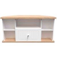 Ready Assembled Wilcox Corner Tv Unit - Porcelain Ash and Oak, Multi