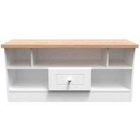 Ready Assembled Wilcox Open Tv Unit - Porcelain Ash and Oak, Multi