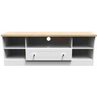 Ready Assembled Wilcox Wide Open Tv Unit - Porcelain Ash and Oak, Multi