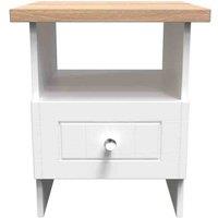 Welcome Furniture Ready Assembled Wilcox Bottom Drawer Lamp Table - Porcelain Ash and Oak, White