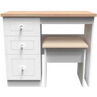 Ready Assembled Wilcox 2 Piece Set - Vanity and Stool - Porcelain Ash and Oak, Multi