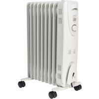Mylek 2Kw Oil Filled Radiator Electric Heater With Adjustable Thermostat - White, White