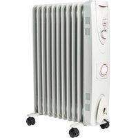 Mylek Energy Efficient Oil Filled Radiator Electric Heater With Adjustable Thermostat - White, White