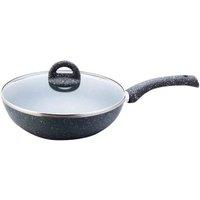 Wonderchef 26cm Granite Wok With Lid - Grey, Grey