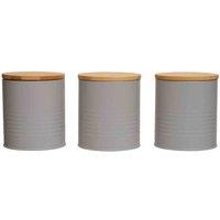 Interiors By PH Set Of Three Grey Canisters, Grey