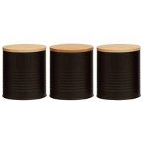 Interiors By PH Set Of Three Black Canisters, Black