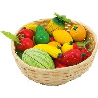 Goki Wooden Fruit And Vegetables In A Basket - 23 Pieces, Multi
