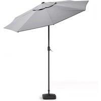 Livingandhome 3m Garden Parasol Patio Umbrella w/ Square Base - Light Grey, Grey