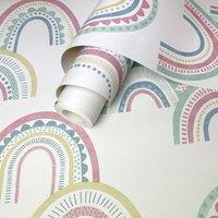 Holden Decor Boho Rainbow Pink/Duckegg Wallpaper 10m x 53cm, Multi