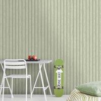 Holden Decor Wood Slat Soft Green Wallpaper 10m x 53cm, Green