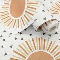 Holden Decor Sunbeam White/Orange Wallpaper 10m x 53cm, Multi