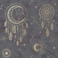 Holden Decor Dreamcatcher Black/Gold Wallpaper 10m x 53cm, Multi