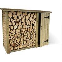 Churnet Valley Garden Furniture Churnet Valley Heavy Duty Logstore With Tool Shed 6' x 6', Brown