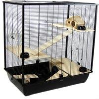 Little Friends The Plaza 3-Tier Small Animal Cage - Black, Black