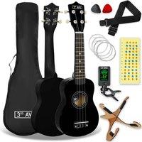 3rd Avenue Soprano UKulele Pack - Black, Black