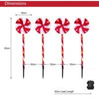 Set Of 4 - Lollipop Path Lights - 8 Functions, Red