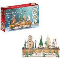 LED Wooden Christmas Village Scene, Brown