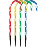 4Pc 40 LED Candy Cane Stick Stake Lights - Colour, Red