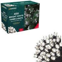 400 LED Battery Operated Timer Lights - White, White