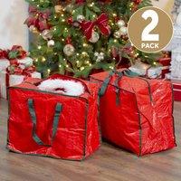 2Pk Christmas Decoration Storage Bag, Red