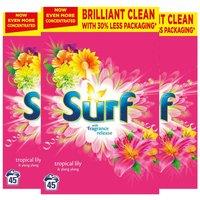 3 x Surf Tropical Lily & Ylang-ylang Laundry Powder 45 Washes - 2.25Kg, White