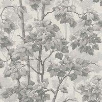 Belgravia Decor Giorgio Tree Soft Silver Wallpaper 10m x 53cm, Silver