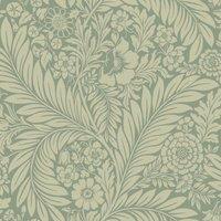 Belgravia Decor Florence All Over Leaf Green Wallpaper Sample, Green