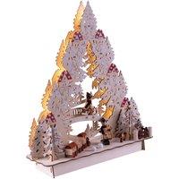 St Helens Wooden Xmas Scene With Leds, White