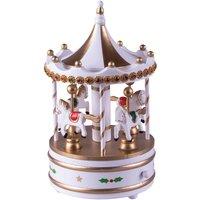 St Helens Xmas Carousel Music Box White, White