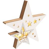 St Helens Wooden Light Up Christmas Star, Cream