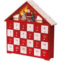 St Helens Light Up Wooden Advent Calender, Red