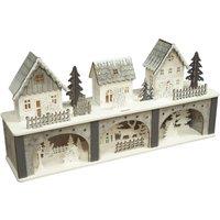 St Helens Wooden White Grey Christmas Scenery With Led Light, White