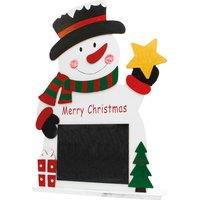 St Helens Wooden White Snowman On Stand With Chalkboard Wi, Multi
