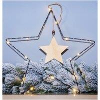 St Helens Metal Christmas Star Shape Wooden Hanging Centre, Black